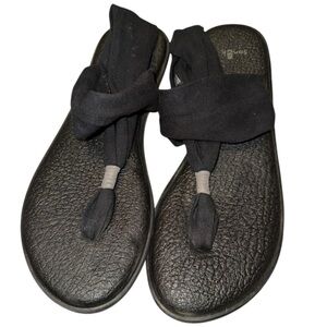 Sanuk Yoga Mat Black Sling Flip Flop Sandals Size 10